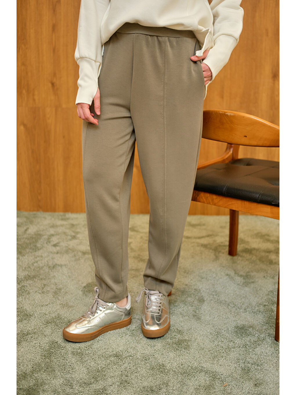 Kadın Modal Pantolon Yeşil-3