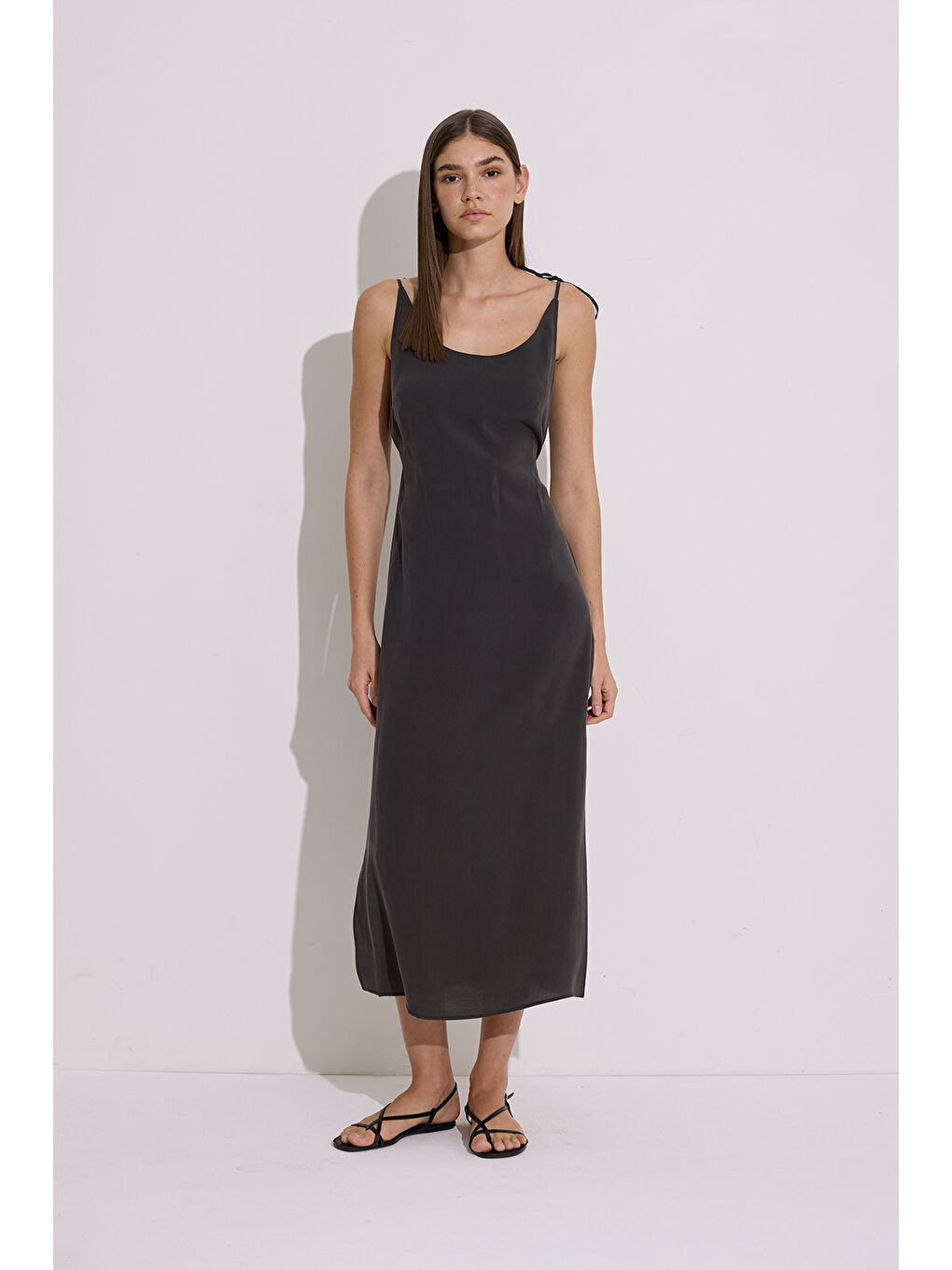 Modal Askılı Rahat Elbise Antrasit-6