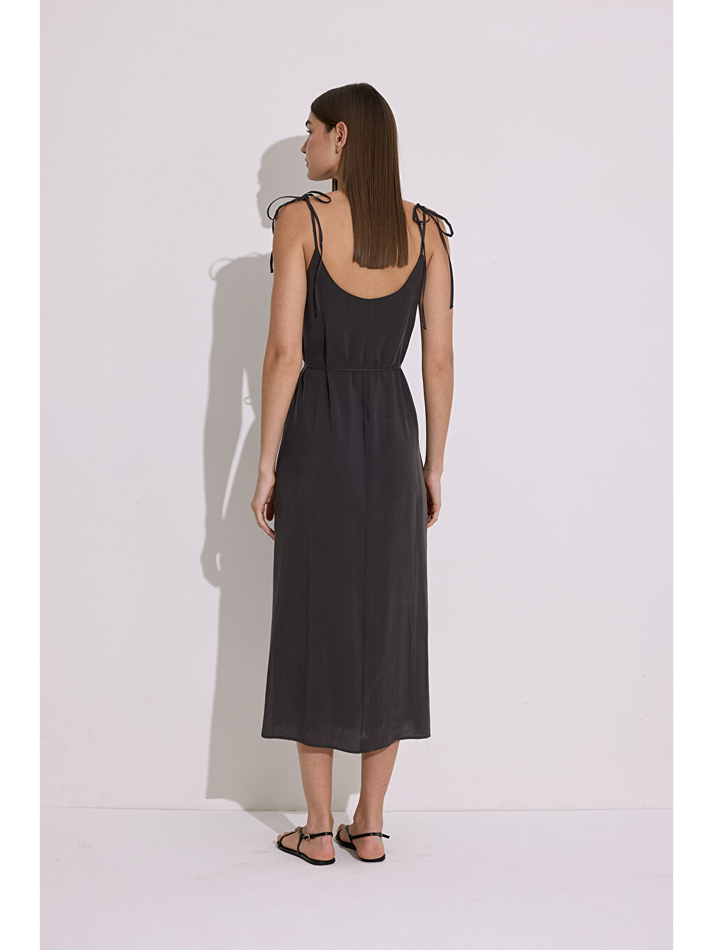 Modal Askılı Rahat Elbise Antrasit-7