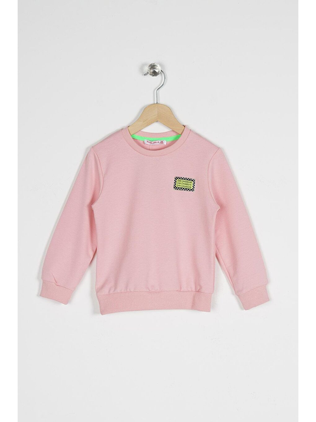 Acar Pembe Bisiklet Yaka Uzun Kol Pembe Renk Kız Çocuk Sweatshirt