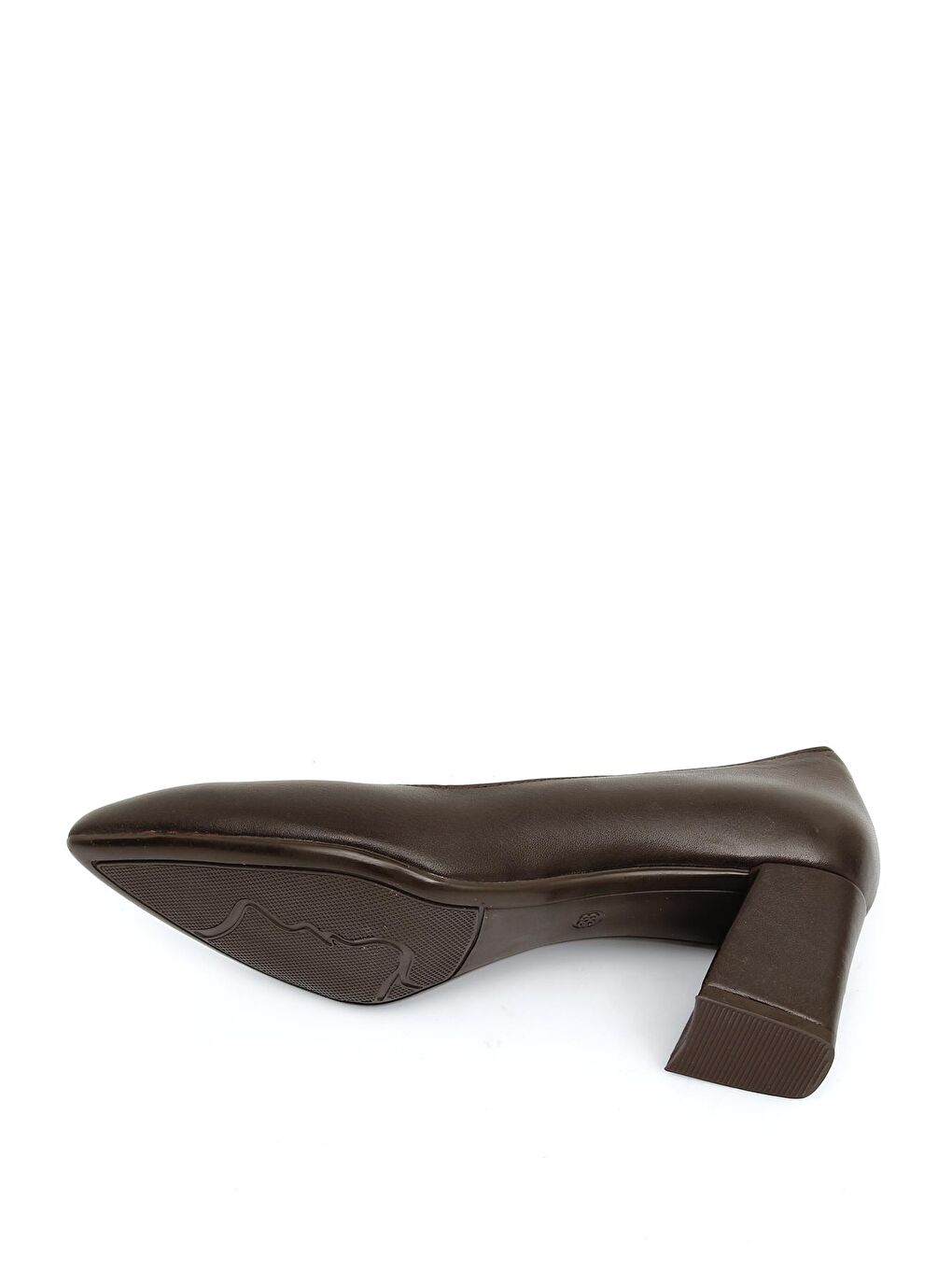 Kahverengi KAHVERENGİ  Hakiki Deri Sivri Burun Orta Kalın Topuklu Kadın Ayakkabı 24170-7