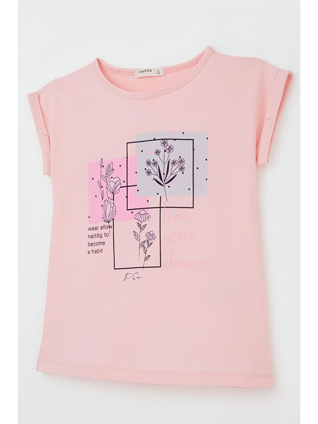 Kız Çocuk Kaprili Takım Çiçek Baskılı Yırtmaçlı Pembe (6-12 Yaş)-5