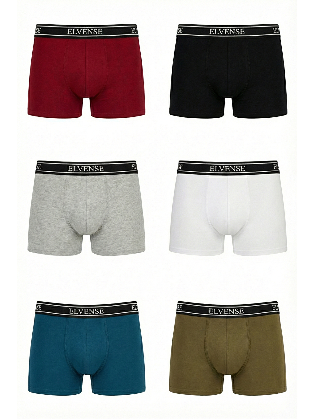 Erkek Karışık Renk 6'li Paket % 100 Pamuklu Elastanlı Kutulu Boxer