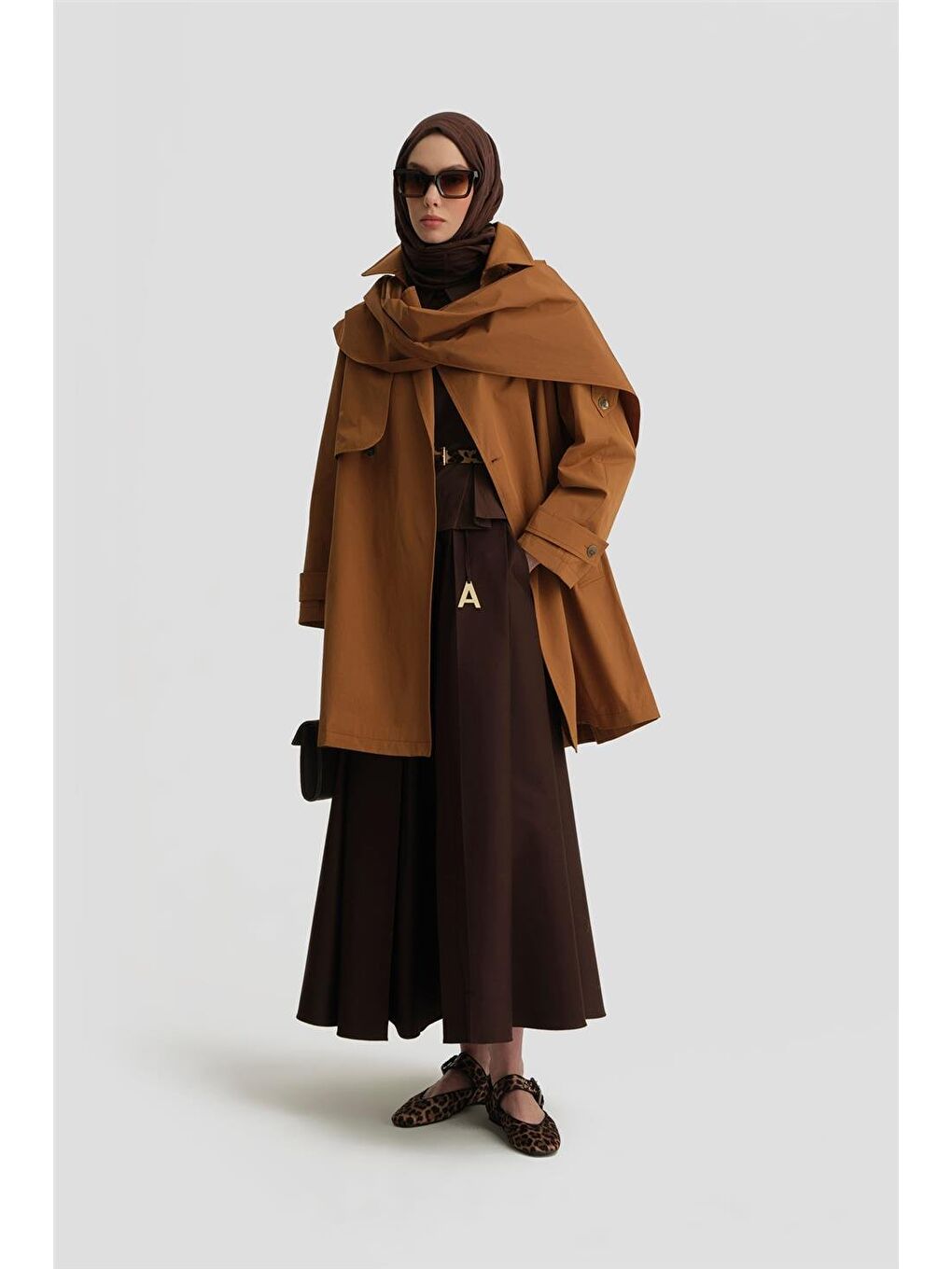 Kahverengi Atkı Detaylı Trençkot 25Y7805 Taba-1