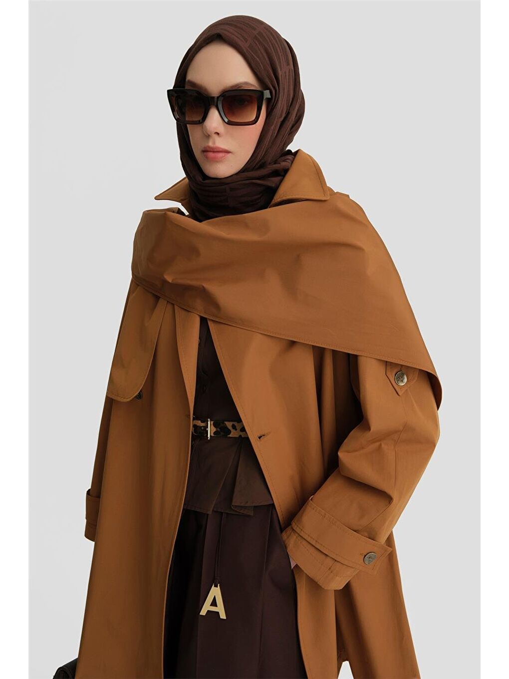Kahverengi Atkı Detaylı Trençkot 25Y7805 Taba-2
