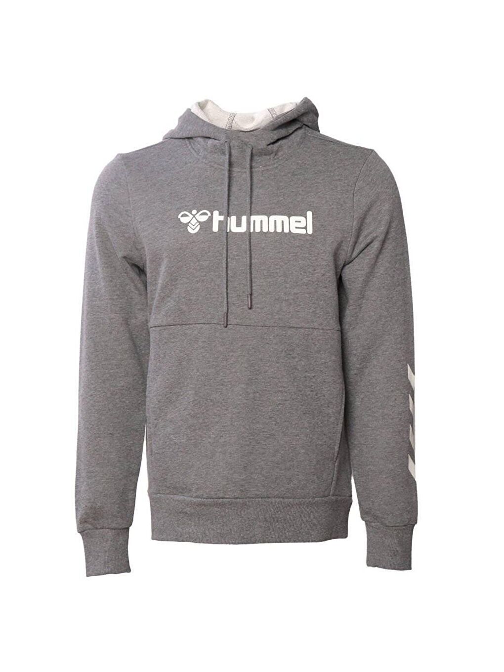 Hummel Gri June Erkek Gri Baskılı Kapüşonlu Sweatshirt