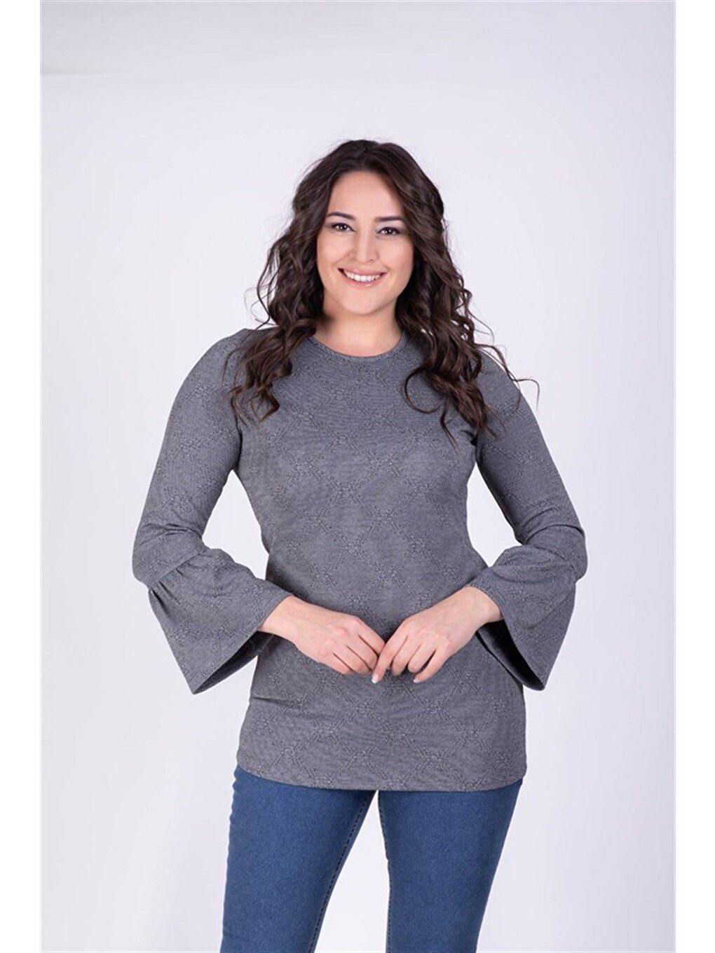 Mylinemoda Gri Kolları Volanlı Bluz - 2