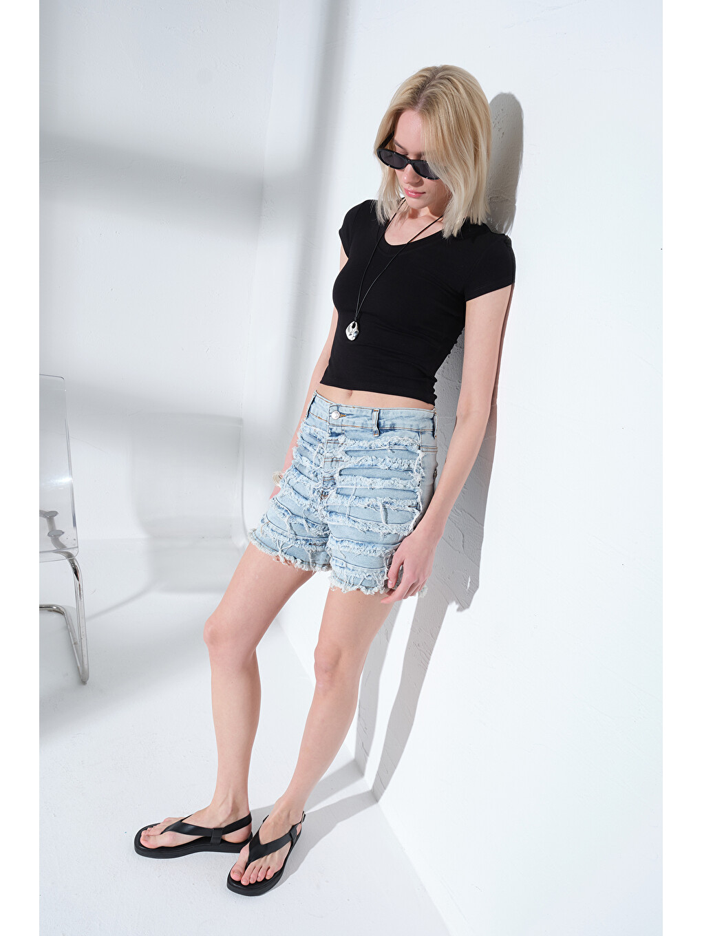 Siyah V Yaka Soft Touch Premium Ay Kol Örme Body Bluz @Alto-2