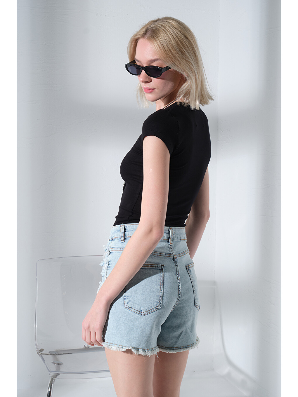 Siyah V Yaka Soft Touch Premium Ay Kol Örme Body Bluz @Alto-3