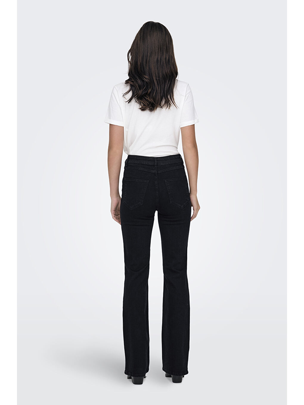 Siyah Onlluna Pamuklu Flare Fit Yüksek Bel Geniş Paça Jeans 15323175-4