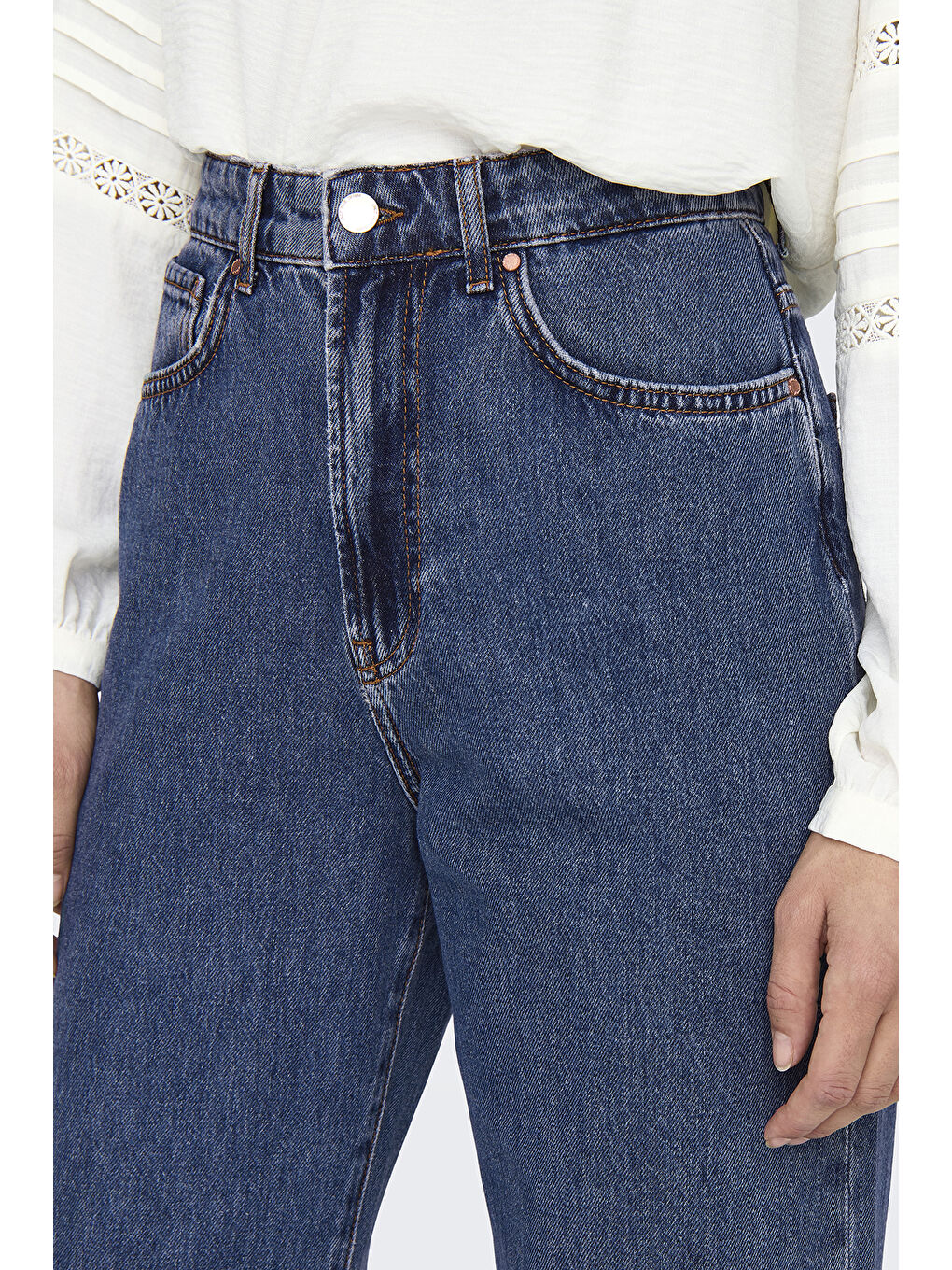 Mavi Onlsılje Pamuklu Straight Fit Yüksek Bel Düz Paça Jeans 15319938-2