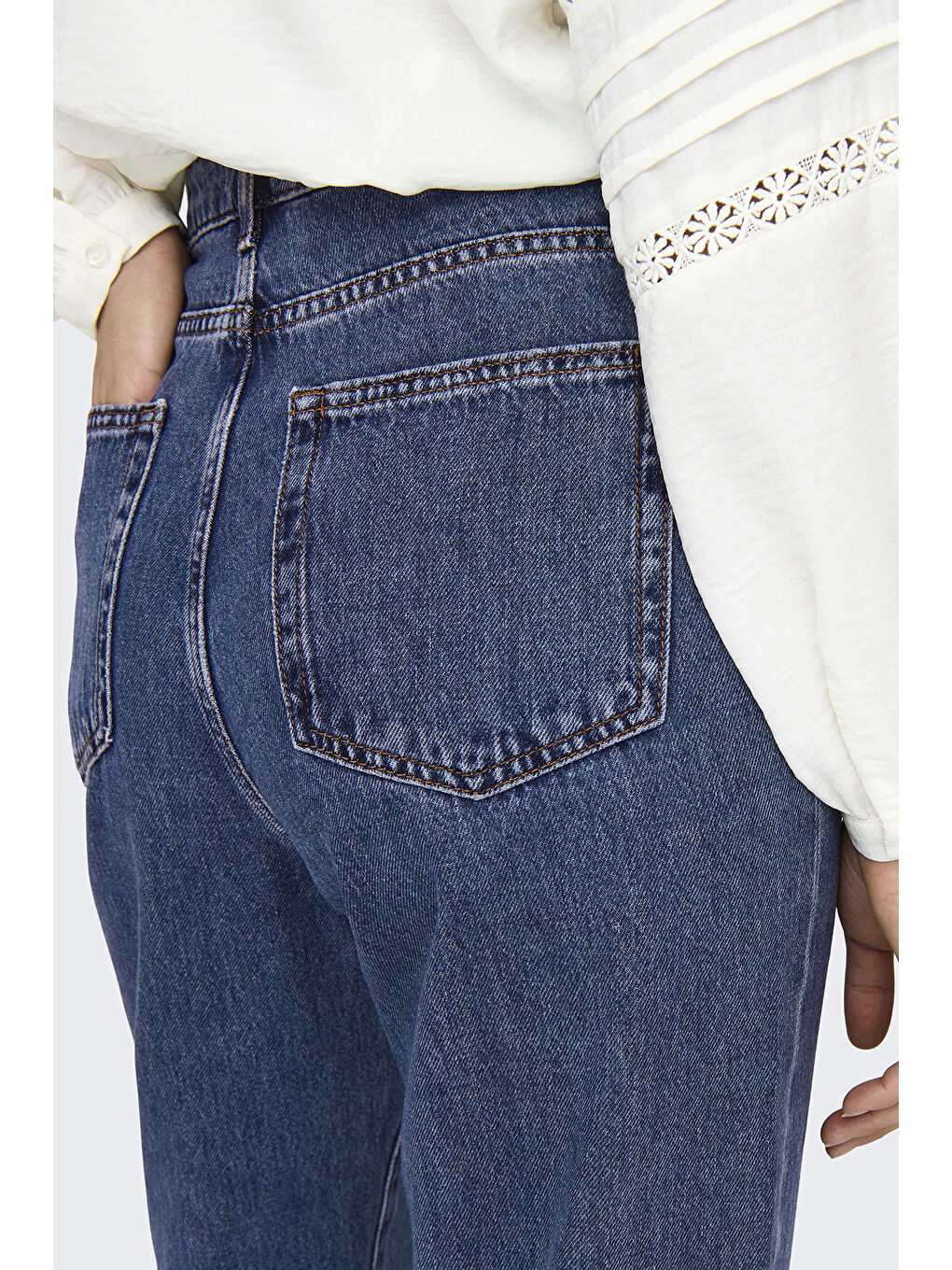 Mavi Onlsılje Pamuklu Straight Fit Yüksek Bel Düz Paça Jeans 15319938-3