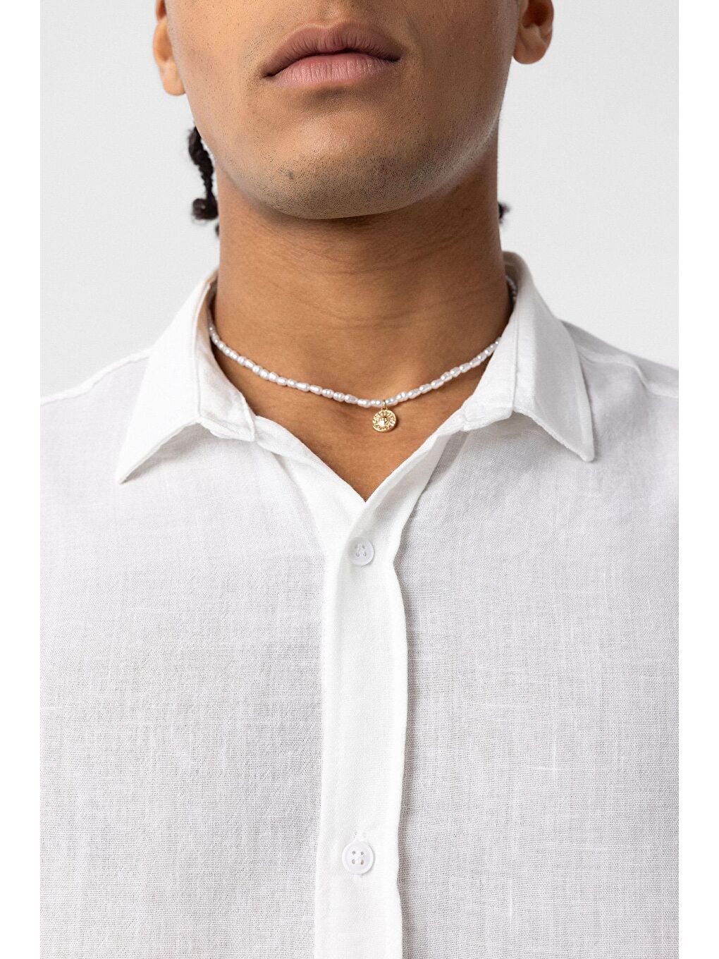 Basic Oversize Uzun Kol Keten Görünümlü Gömlek Beyaz-4