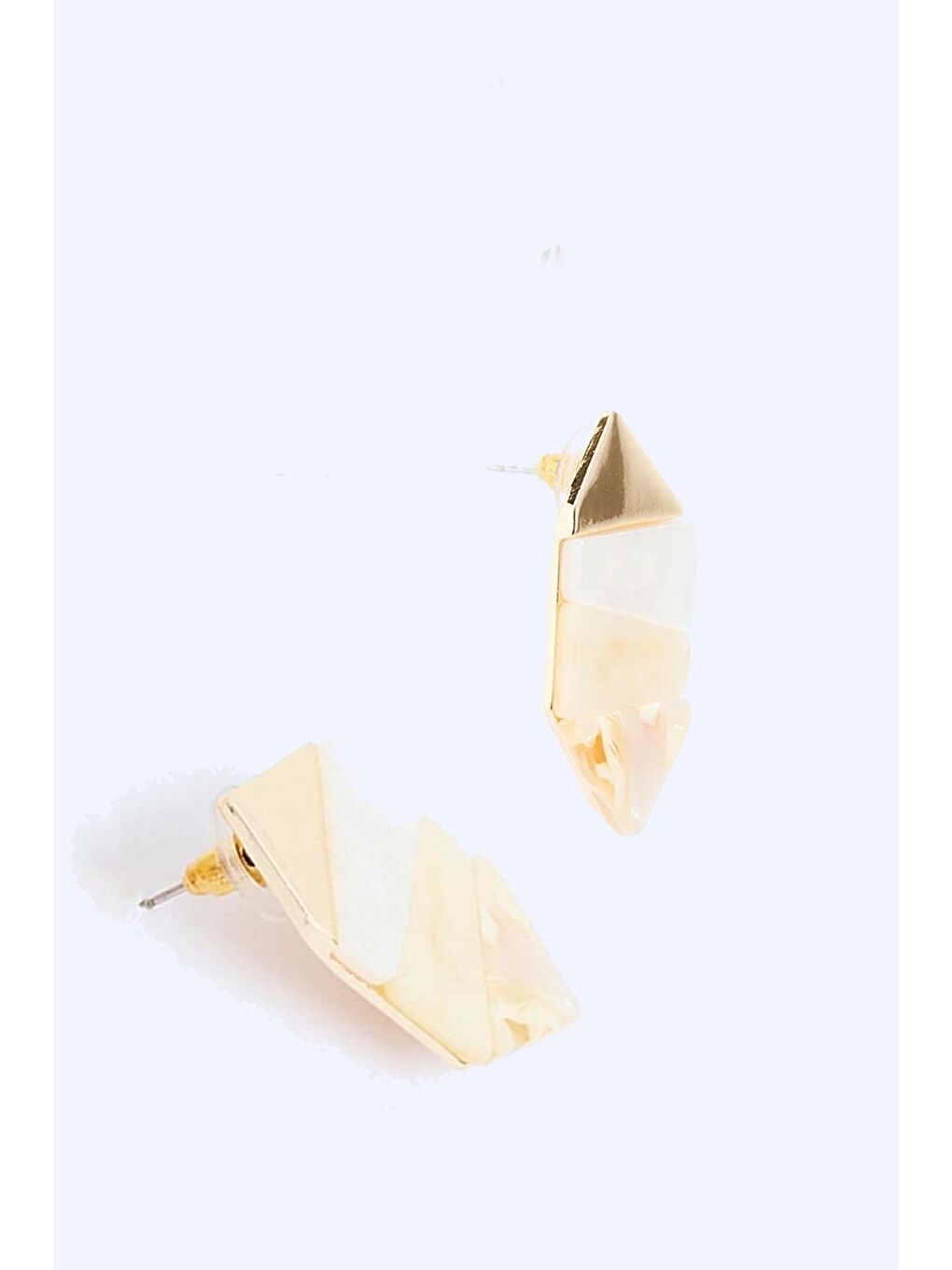 Ekru Akrilik Geometrik Küpe-2