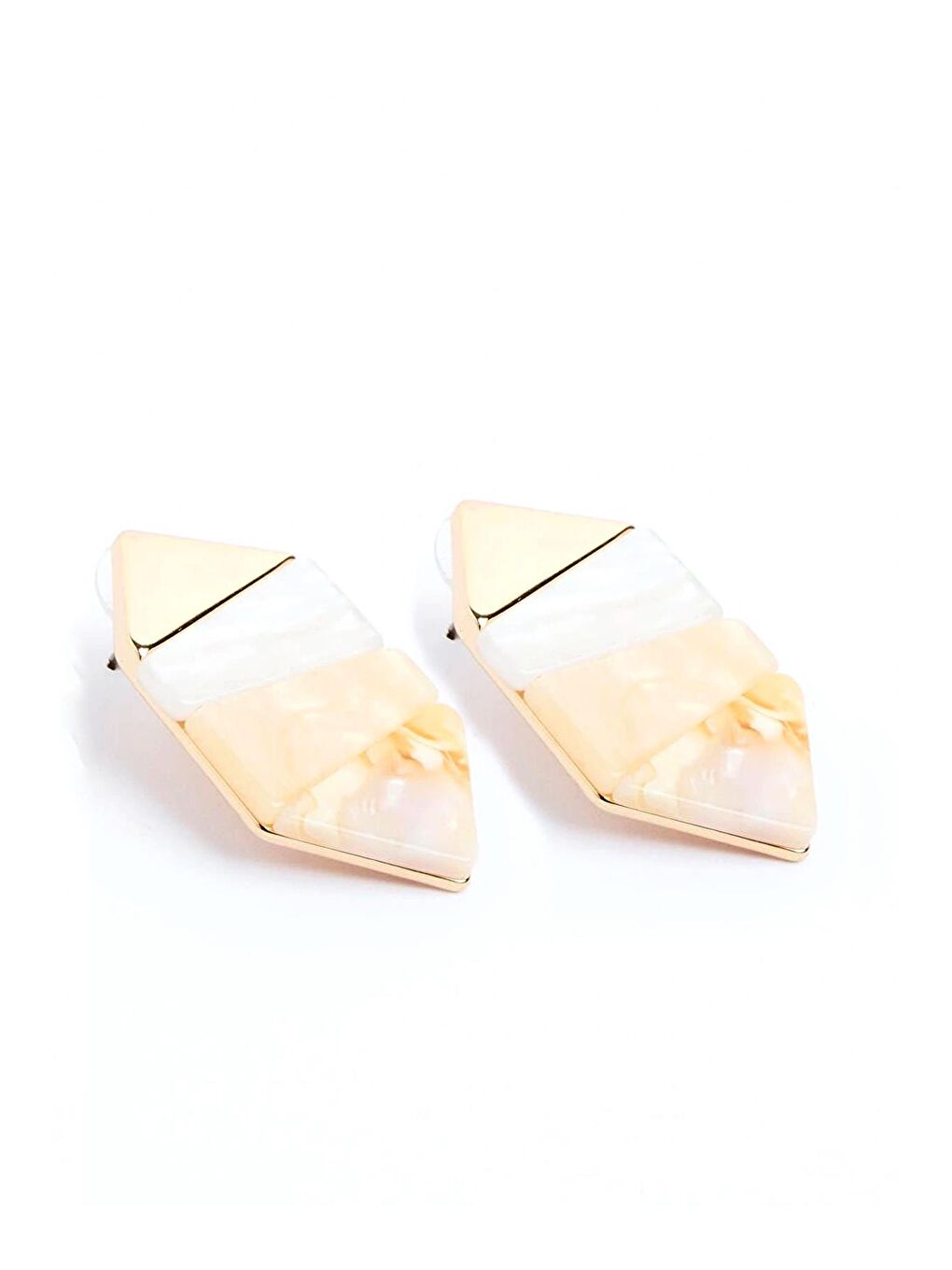 Ekru Akrilik Geometrik Küpe-3