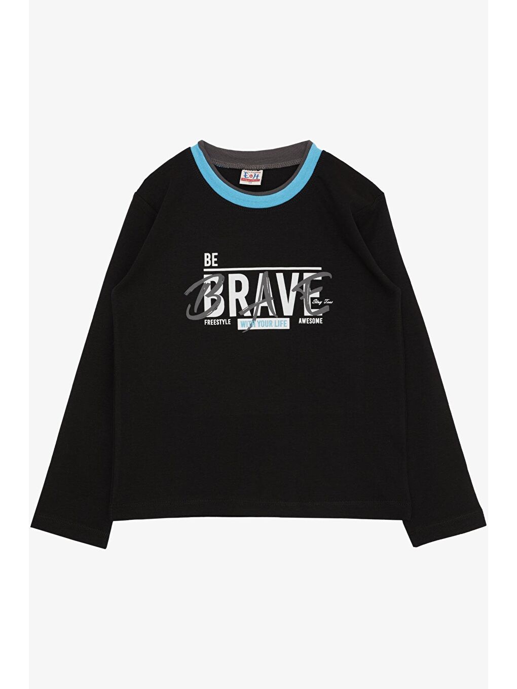 Erkek Çocuk Uzun Kollu Tişört Yazı Baskılı Siyah (5-9 Yaş)