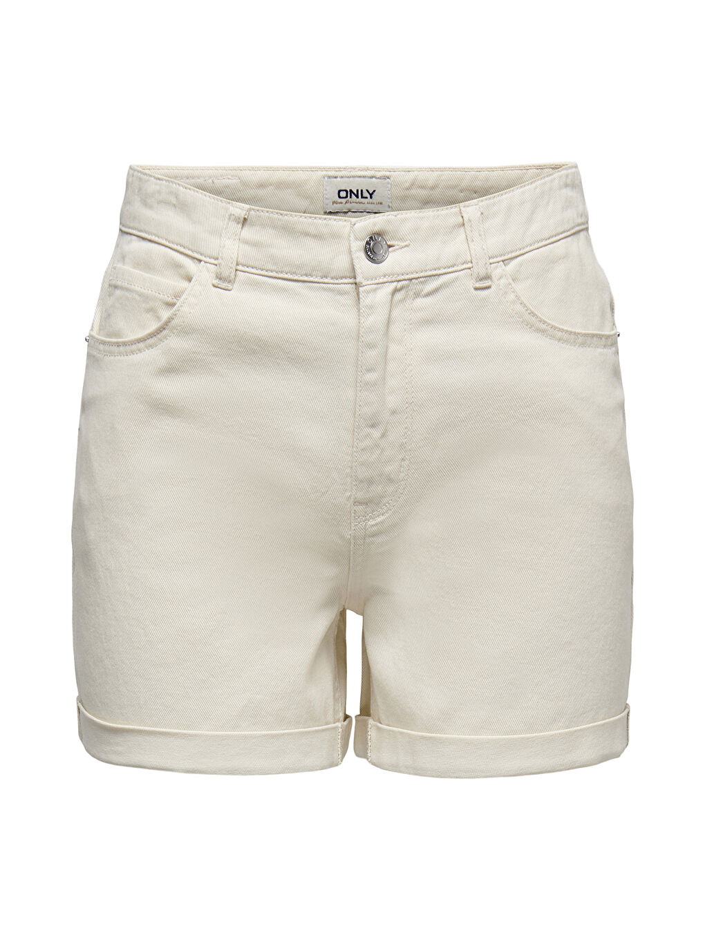Ekru Onlvega % 100 Pamuk Regular Fit Yüksek Bel Mini Kadın Jean Short 15230571-5