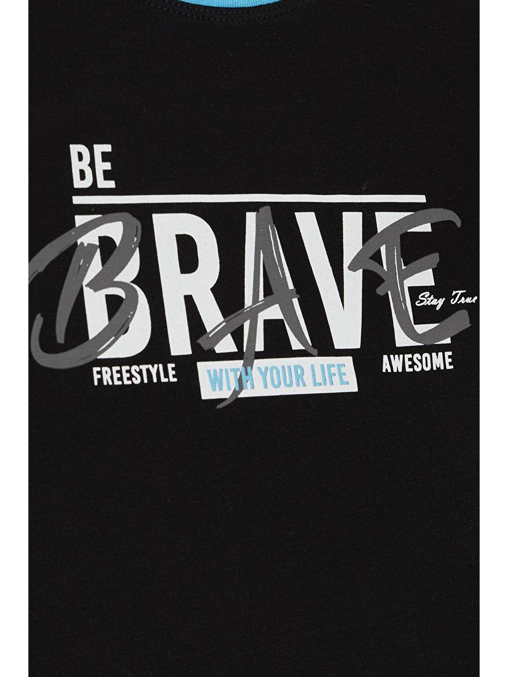 Erkek Çocuk Uzun Kollu Tişört Yazı Baskılı Siyah (5-9 Yaş)-3