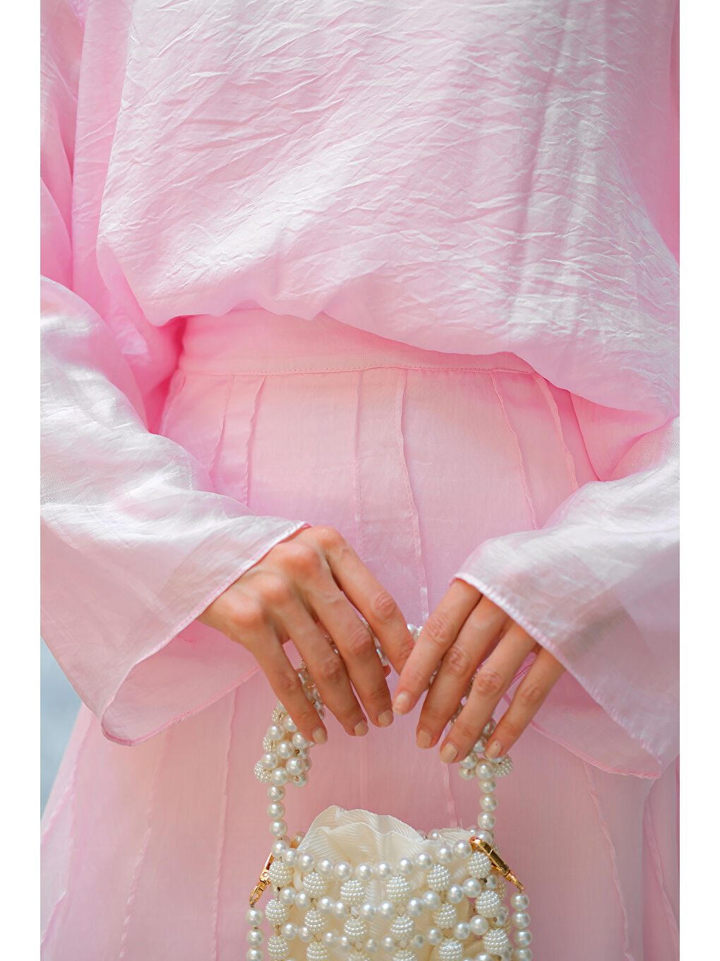 Kadın Kendinden Desenli İkili Takım Pembe-4