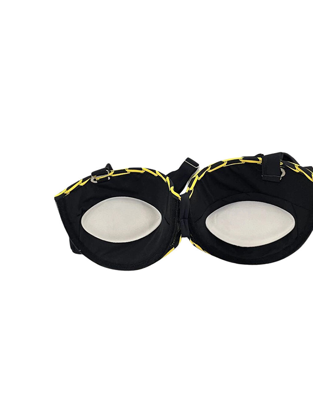 Kadın Sarı Zincir Desenli Büyük Beden Astarlı Siyah Bikini Takım HZL25S-LC3303-4