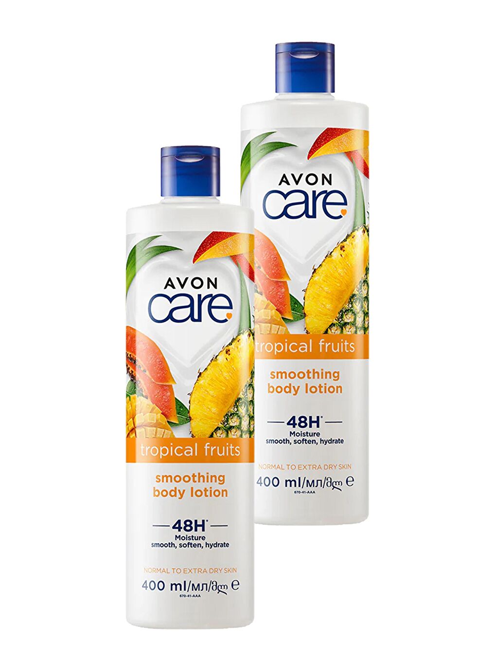 AVON Care Tropical Fruits Ananas, Mango ve Papaya Özlü Vücut Losyonu 400 Ml. İkili Set