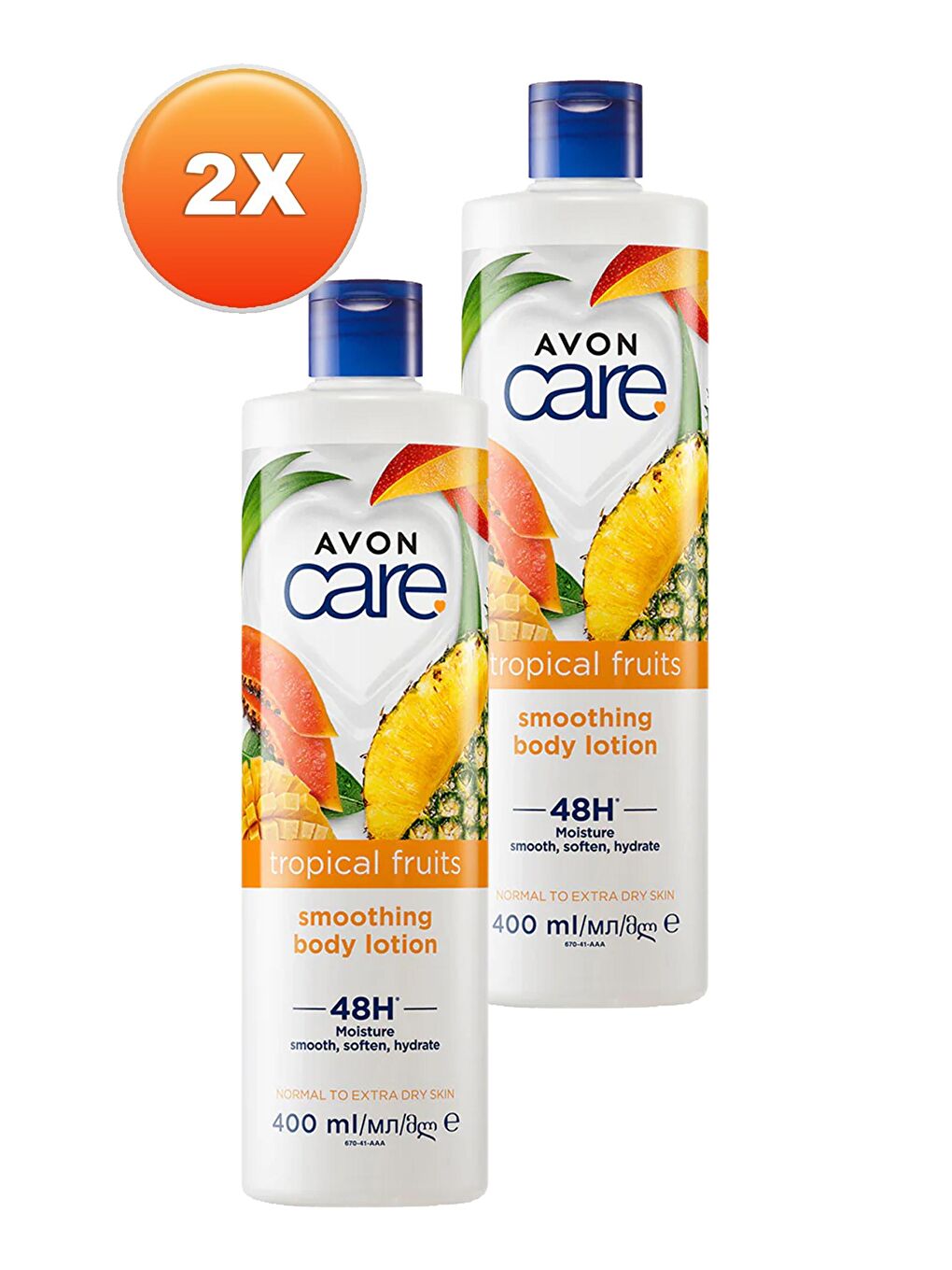 AVON Care Tropical Fruits Ananas, Mango ve Papaya Özlü Vücut Losyonu 400 Ml. İkili Set - 1