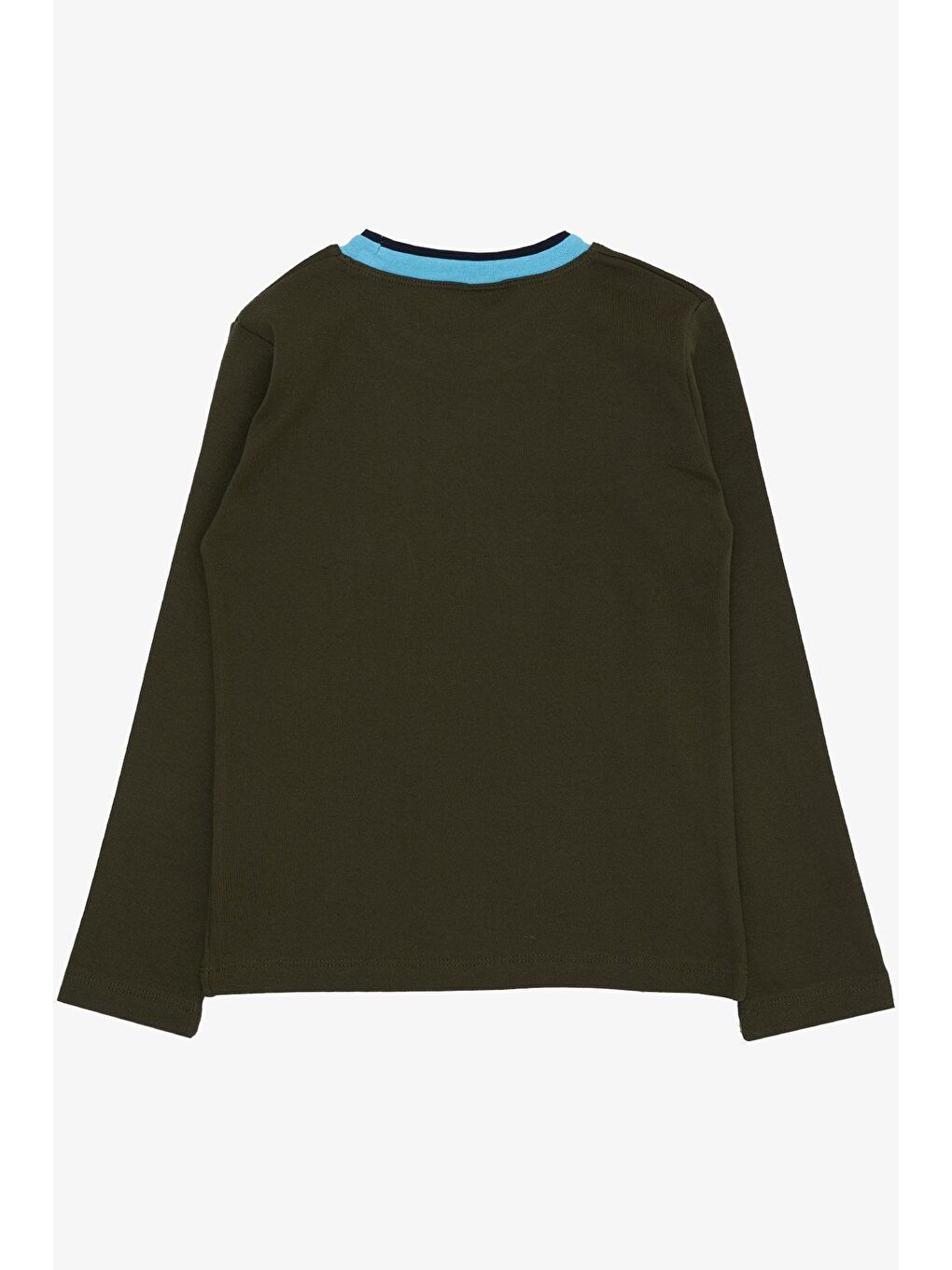 Erkek Çocuk Uzun Kollu Tişört Yazı Baskılı Koyu Haki Yeşil (5-9 Yaş)-1