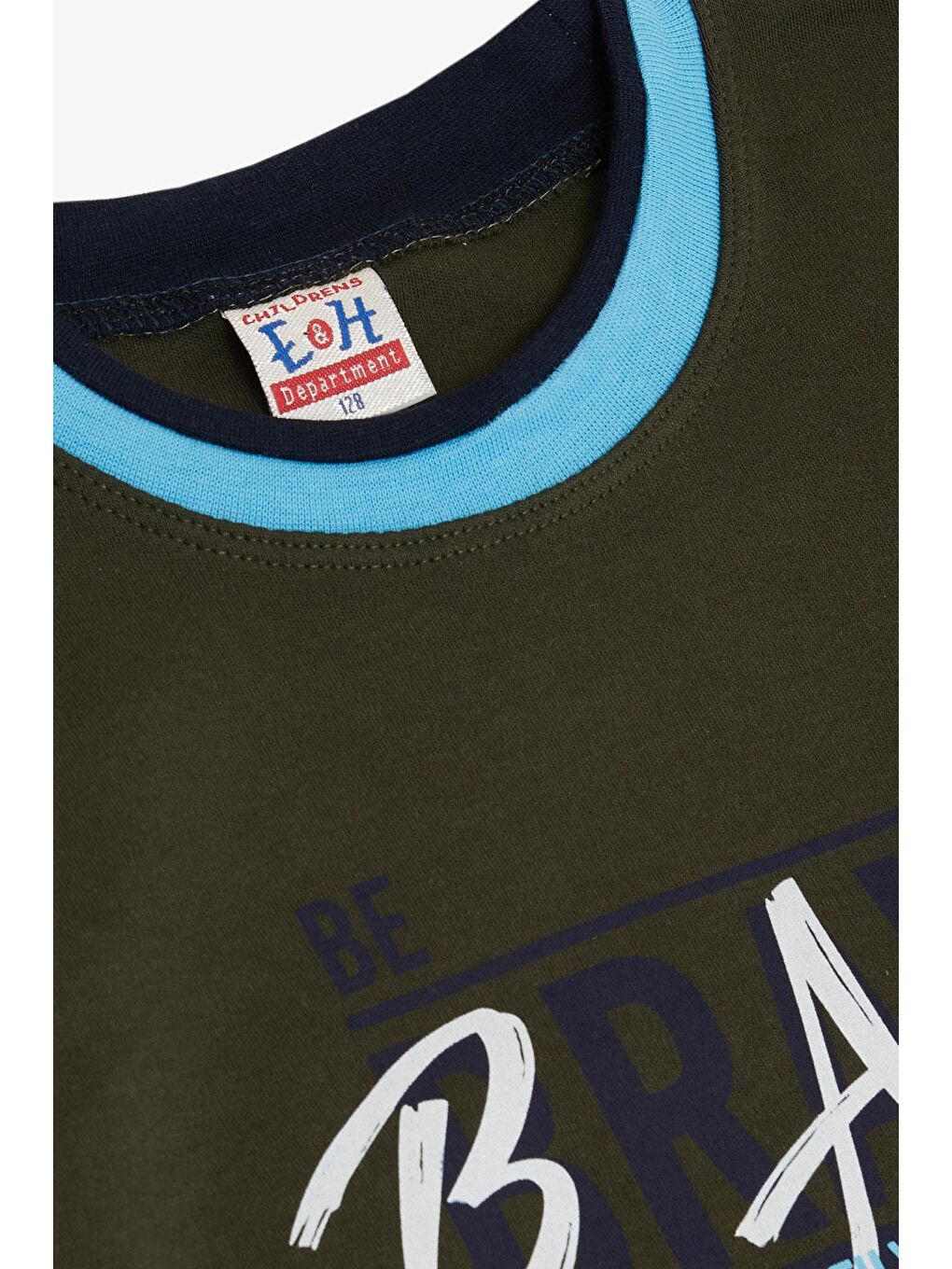 Erkek Çocuk Uzun Kollu Tişört Yazı Baskılı Koyu Haki Yeşil (5-9 Yaş)-2