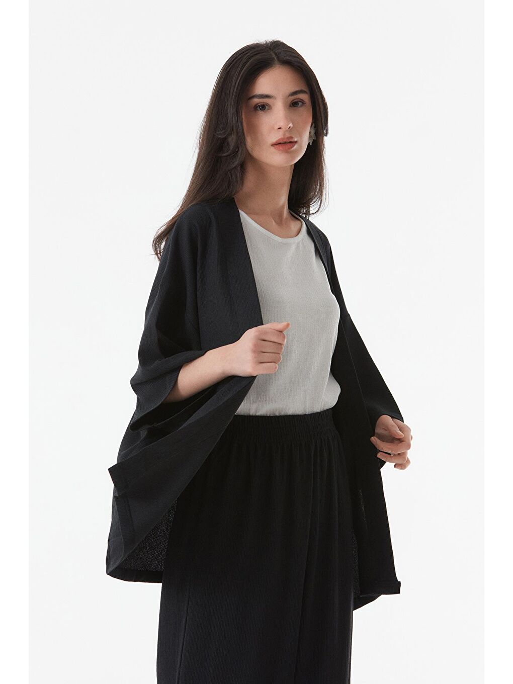 Siyah Bürümcük Kumaş Şal Yaka  3'lü Takım-2