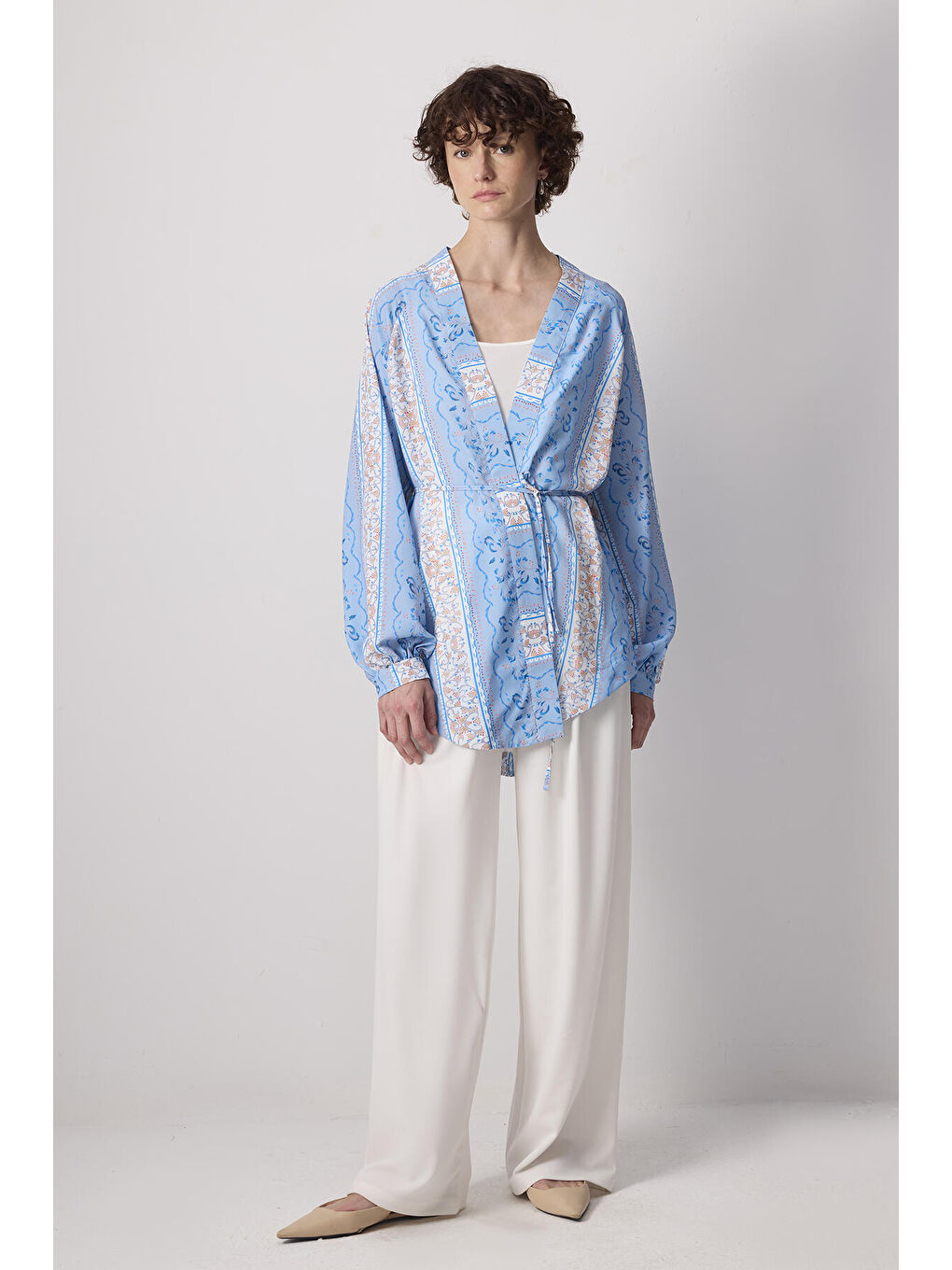 Siyah Desenli Oversize Kimono