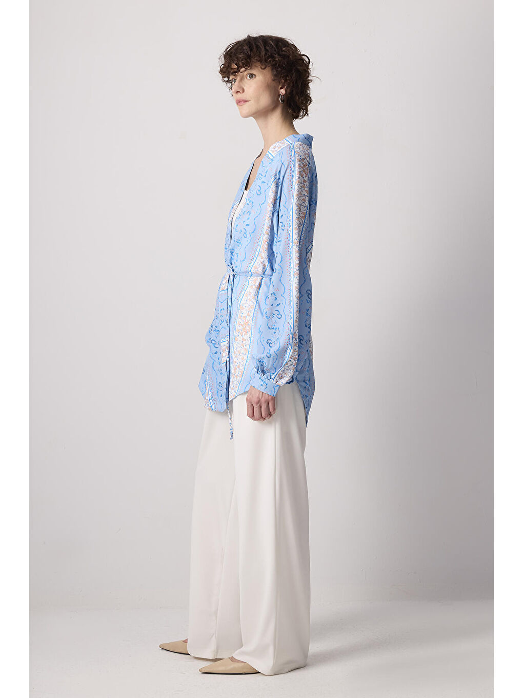 Siyah Desenli Oversize Kimono-3