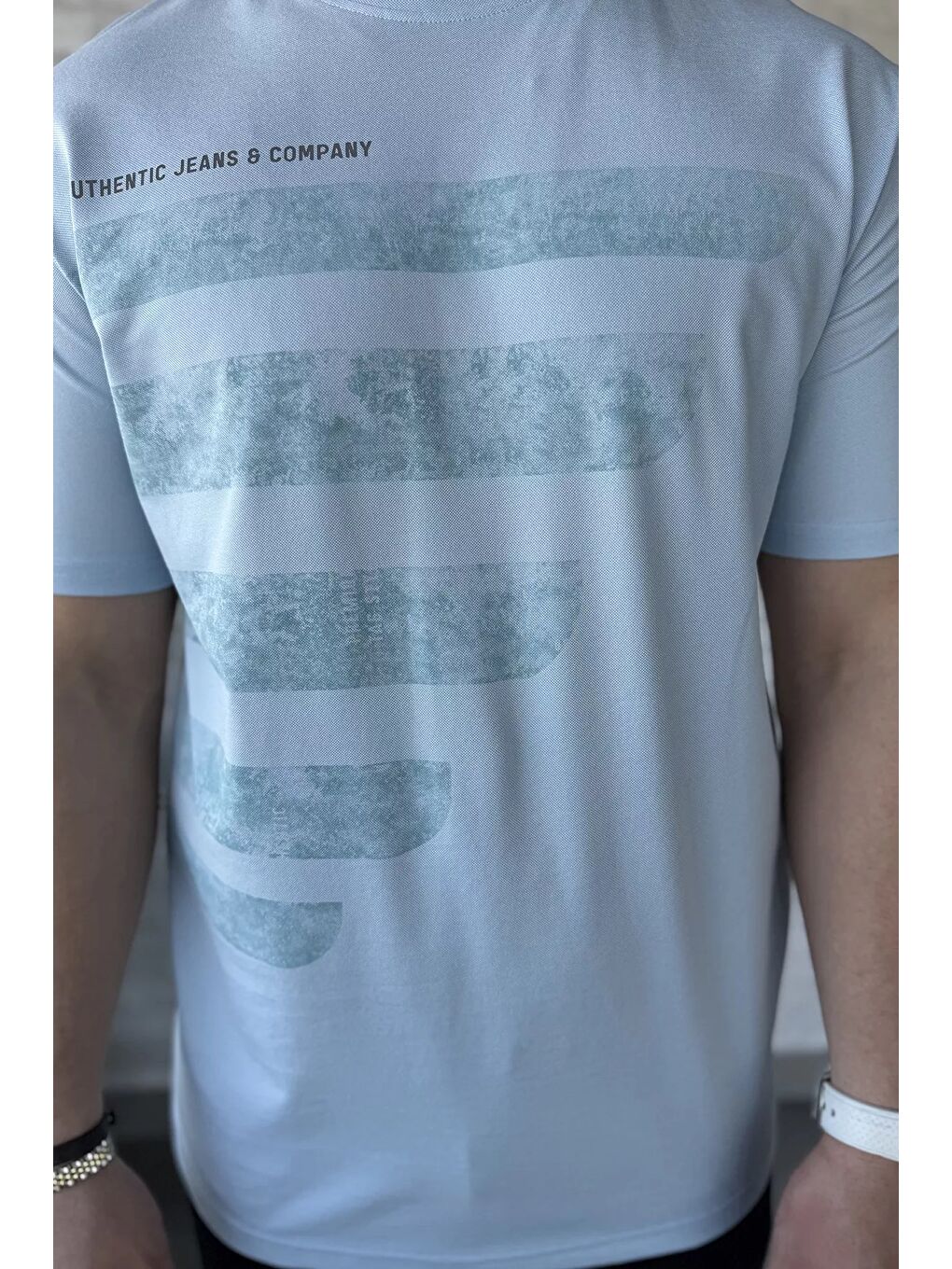 Mavi Baskılı Erkek Tişört-3