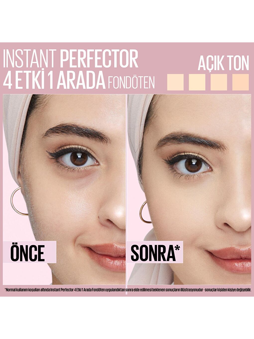 MAYBELLINE NEWYORK Şeffaf Instant Perfector 4 ETKİ 1 ARADA Fondöten- Fair Light (Açık Ton) - 1