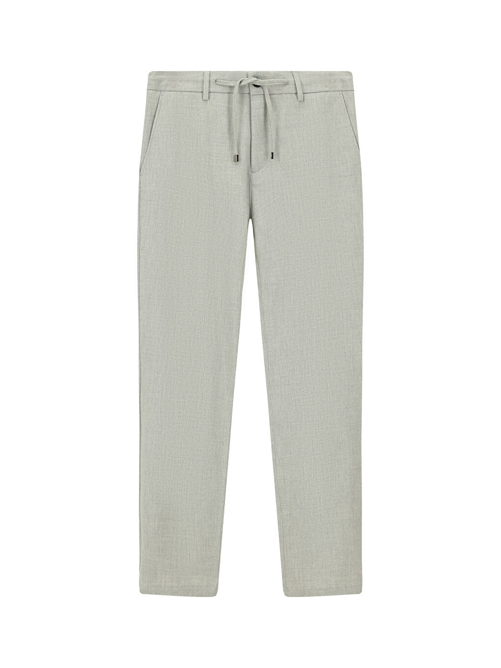 Gri Regular Fit Beli Lastikli İpli Elastanlı Pantolon-6