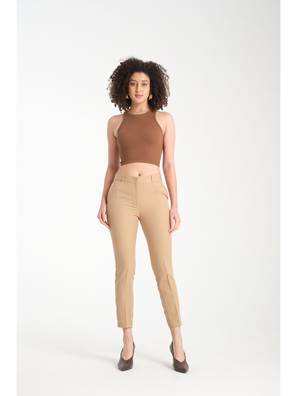 Bej Kadın Kalem Kumaş Pantolon 2990-1