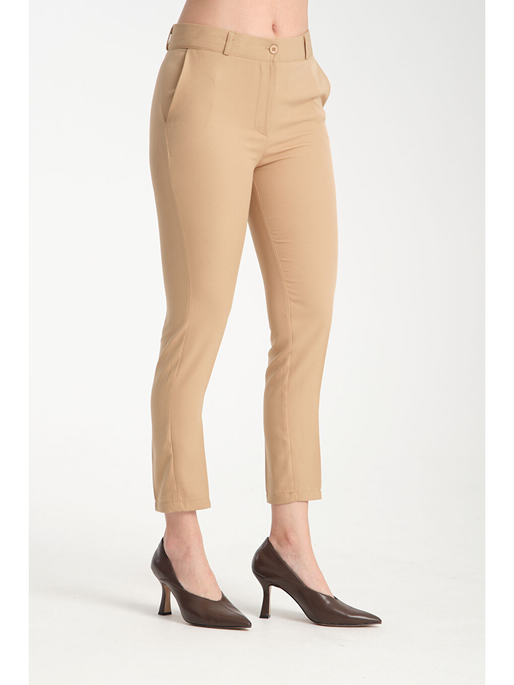 Bej Kadın Kalem Kumaş Pantolon 2990-2