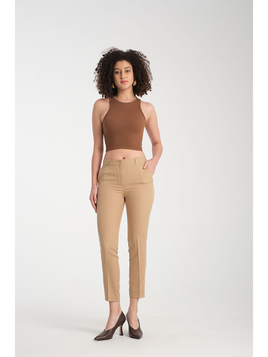 Bej Kadın Kalem Kumaş Pantolon 2990-4