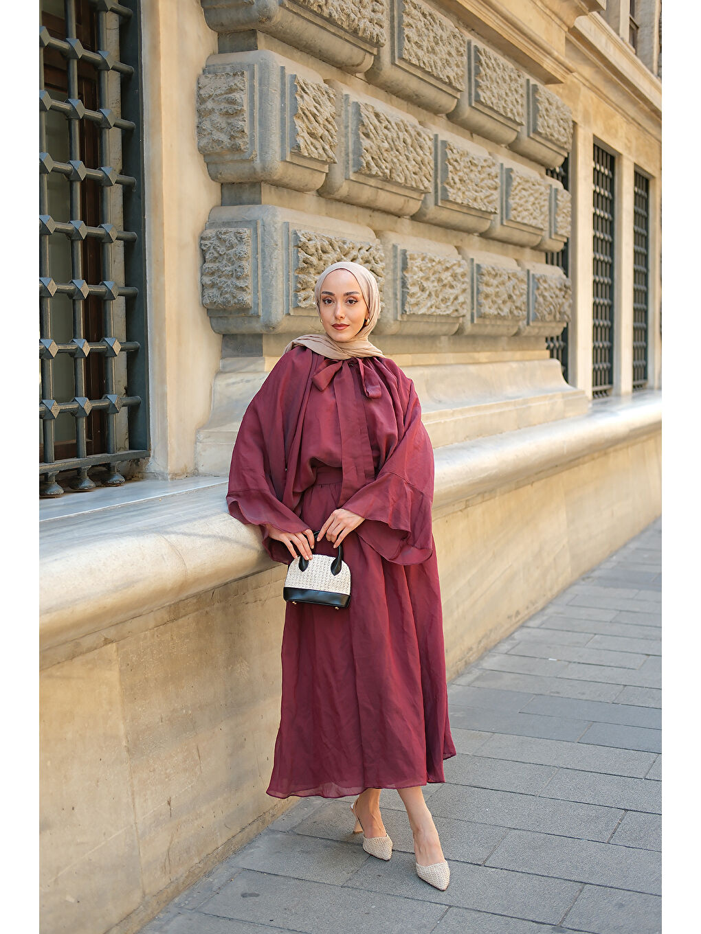 Kadın Yaka Bağlamalı Takım Bordo-2