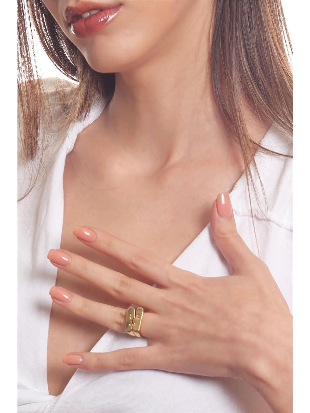 Sarı Kadın 2 Parça Ayarlanabilir Yüz Silüeti Çift Yüzük-1