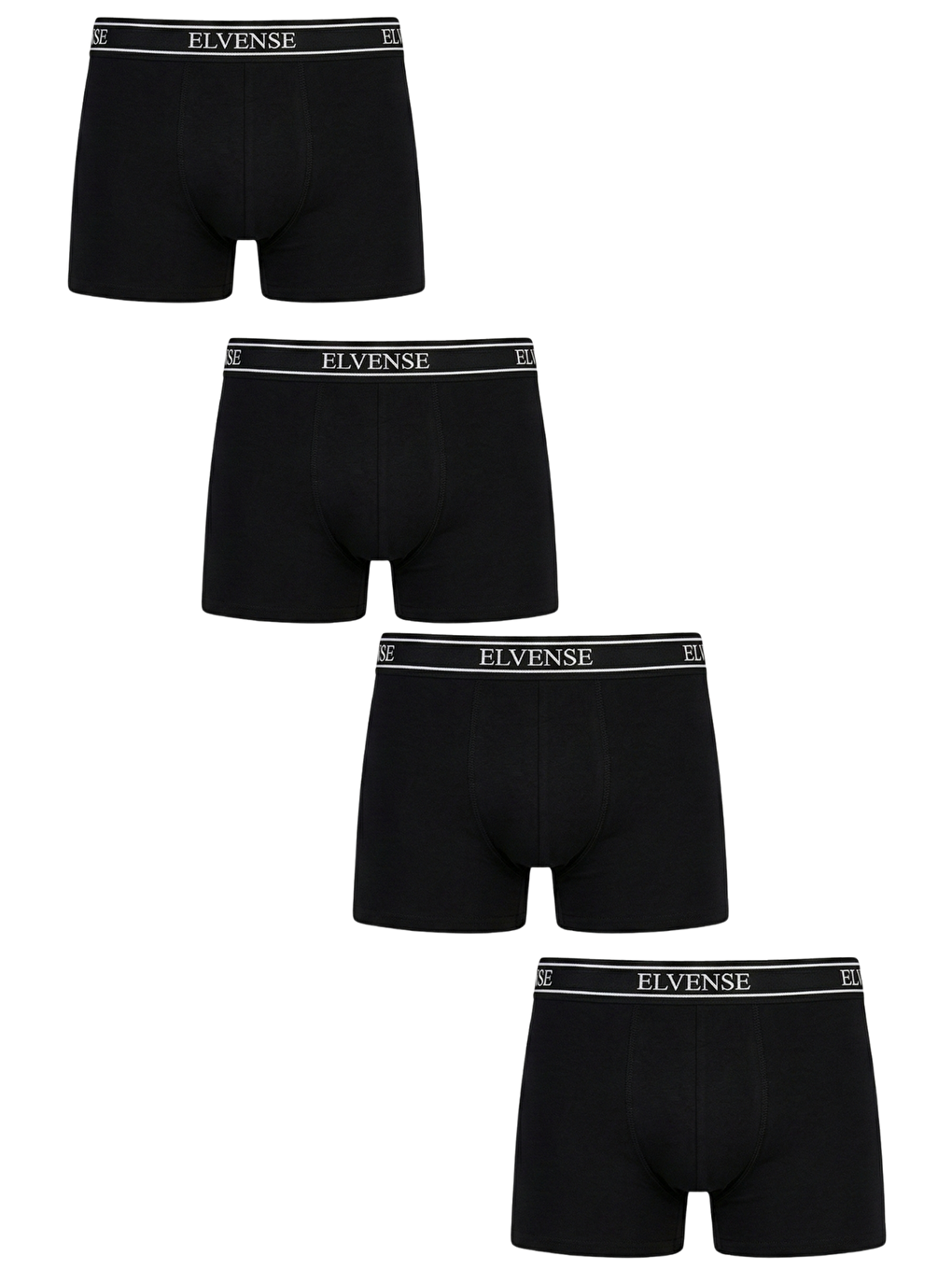 Siyah Erkek Karışık Renk 4'lü Paket % 100 Pamuklu Elastanlı Kutulu Boxer