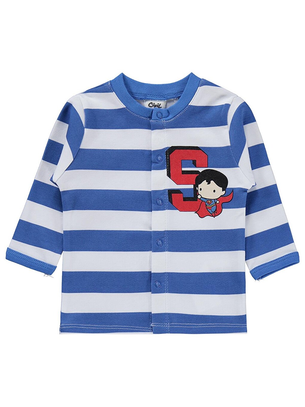 Baby Superman Baskılı 1-9 Ay Pijama Takımı - Mavi-3