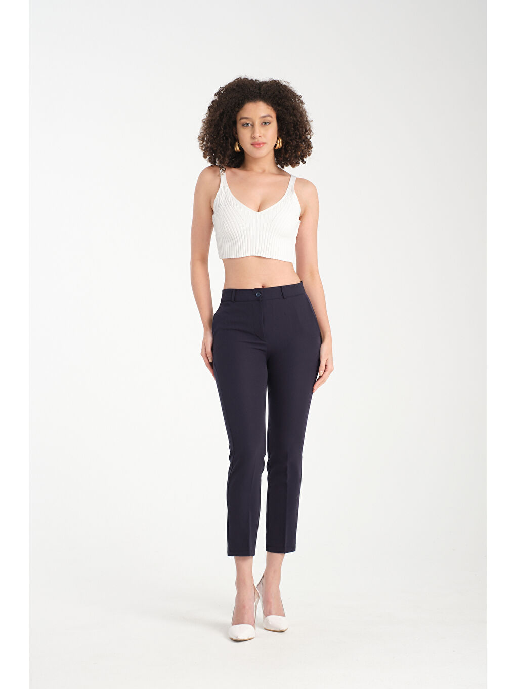 Lacivert Kadın Kalem Kumaş Pantolon 2990-1