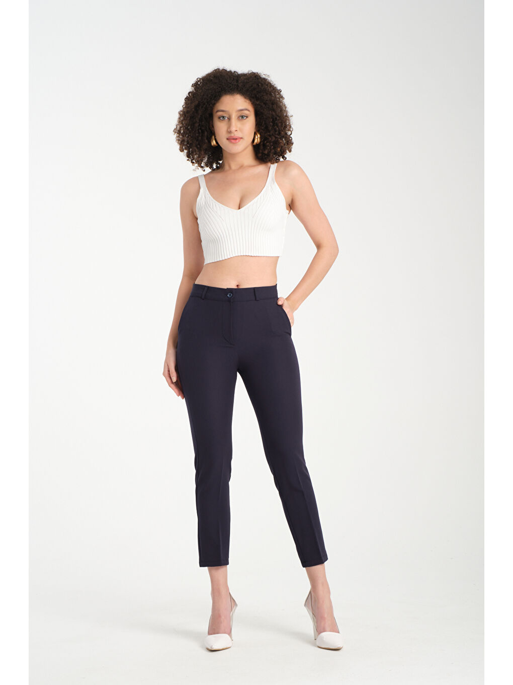 Lacivert Kadın Kalem Kumaş Pantolon 2990-4