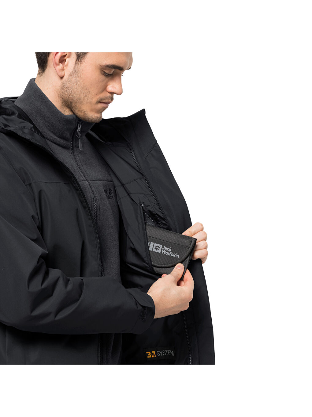 Siyah Erkek Kapüşonlu Kışlık Mont-5