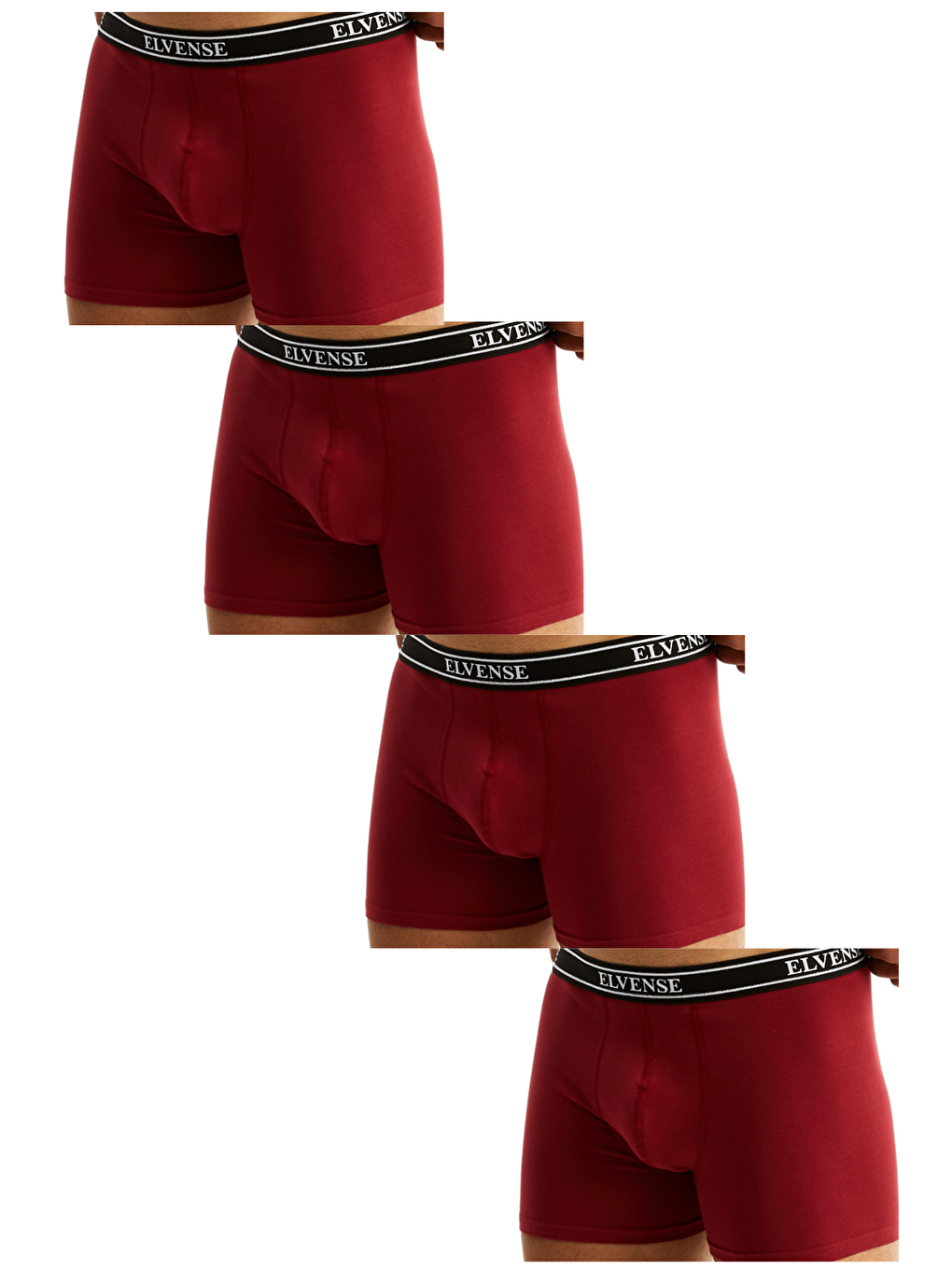 Bordo Erkek Karışık Renk 4'lü Paket % 100 Pamuklu Elastanlı Kutulu Boxer