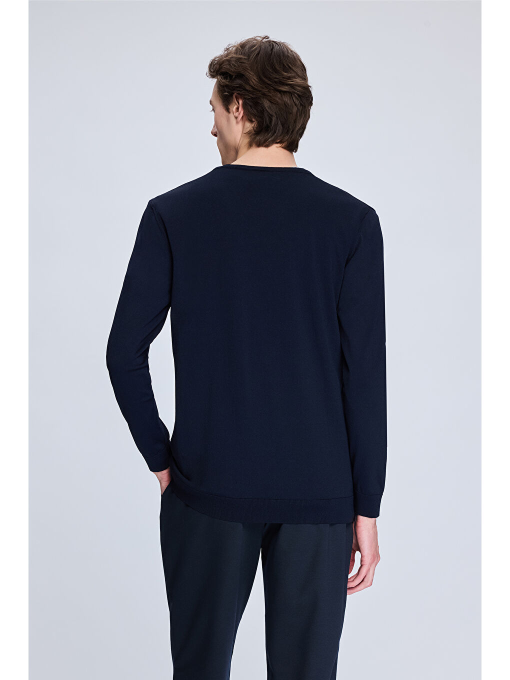 Lacivert Regular Fit V Yaka Rayon Kazak-4