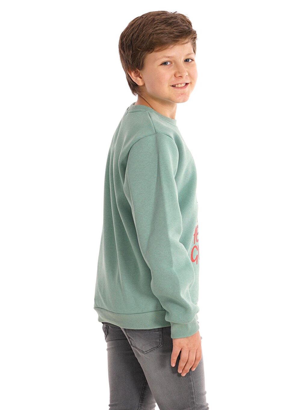 Yeşil Hello Guest Baskılı Çağla Renk Erkek Çocuk Sweat-4