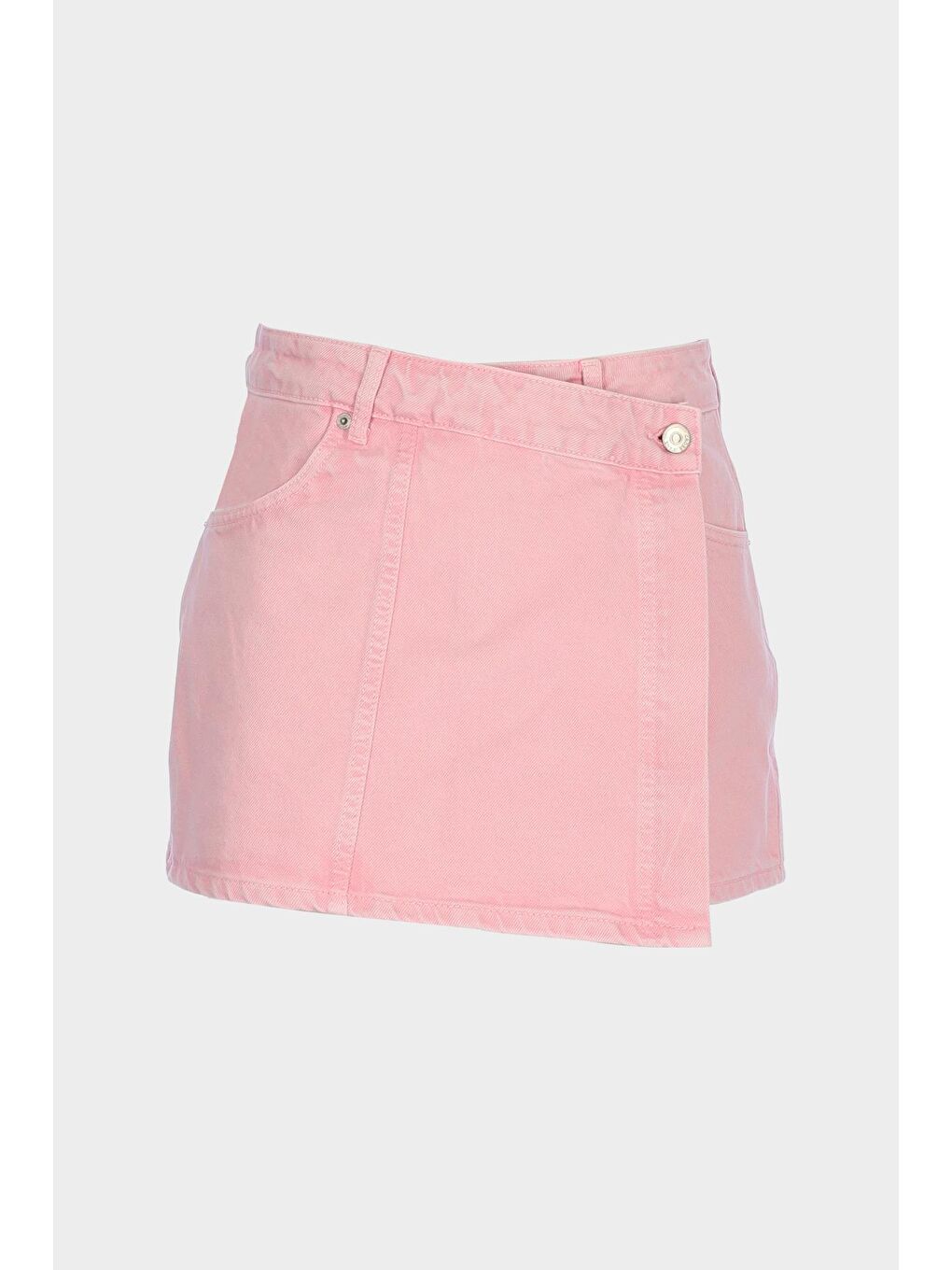 Pembe Yüksek Bel Jean Şort Etek C 4534-110