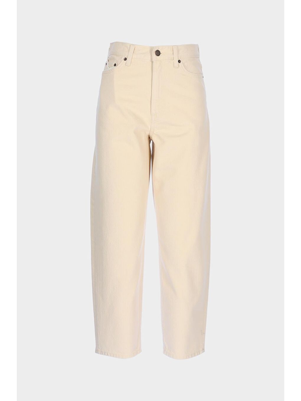 Ariana Ekru Yüksek Bel Patı Fermuarlı Mom Jean Pantolon C 4525-190
