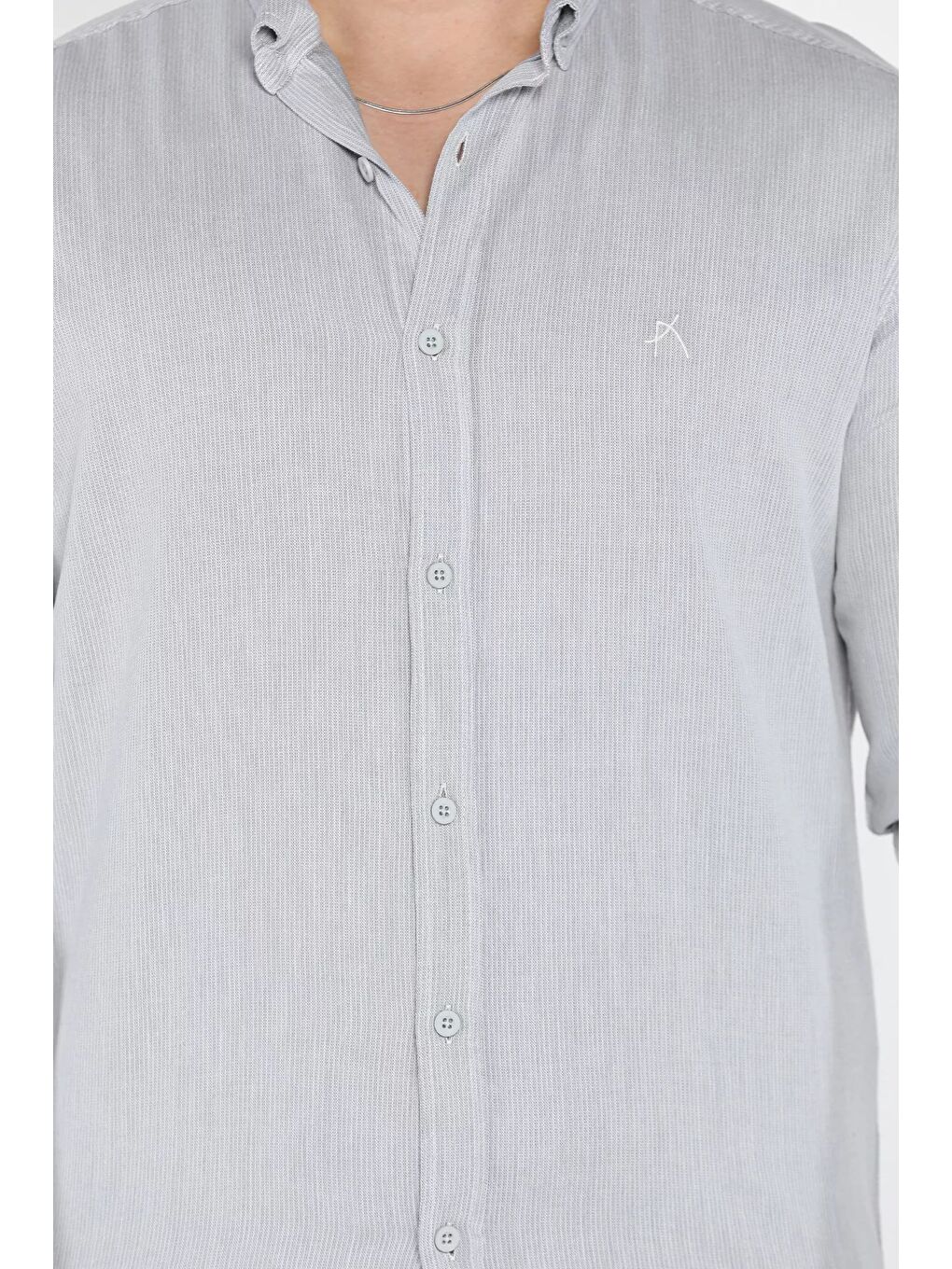 Gri Erkek Cepsiz Uzun Kol Gömlek-3